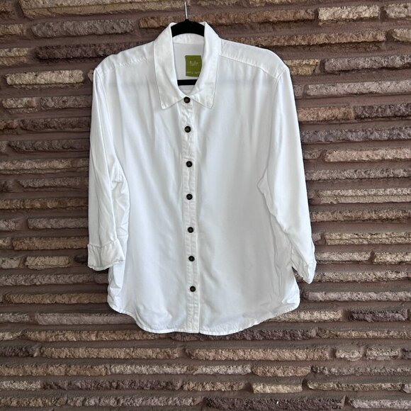 Pulp White Casual 3/4 Sleeves Tencel Button Front  Shirt Size M - Picture 6 of 7